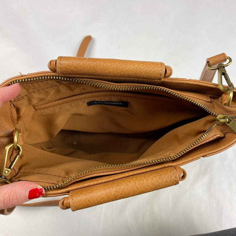 Anthropologie Tobacco Mini Crossbody Purse Brown Textured - Picture 10 of 16